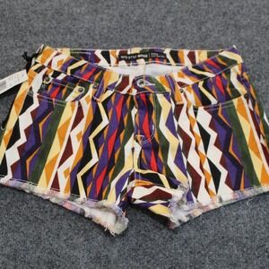 NWT Big Star 1974 Womens Size‎ 25 Multicolor Geometric Print Frayed Denim Shorts